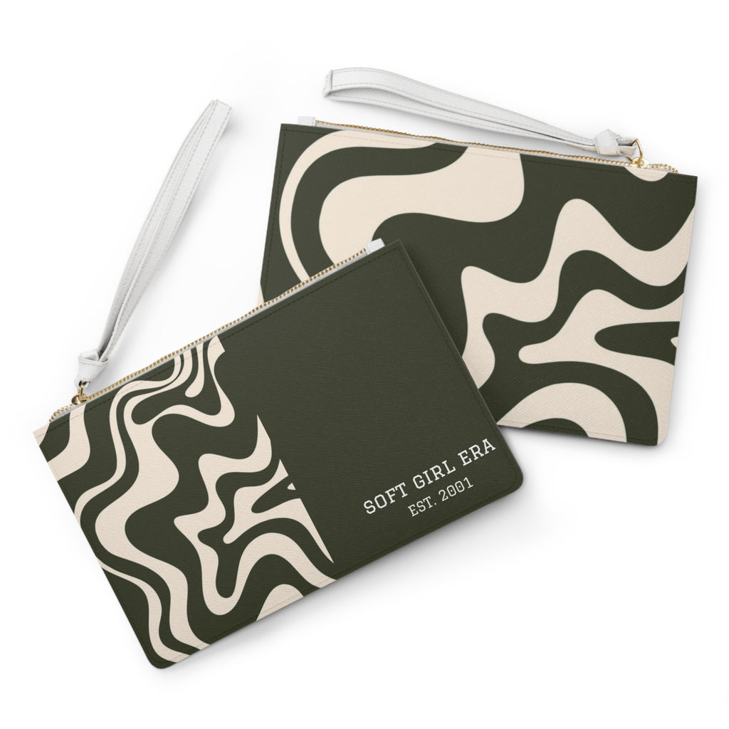 Soft Girl Era Clutch Bag — Army Green Swirl Wristlet Purse