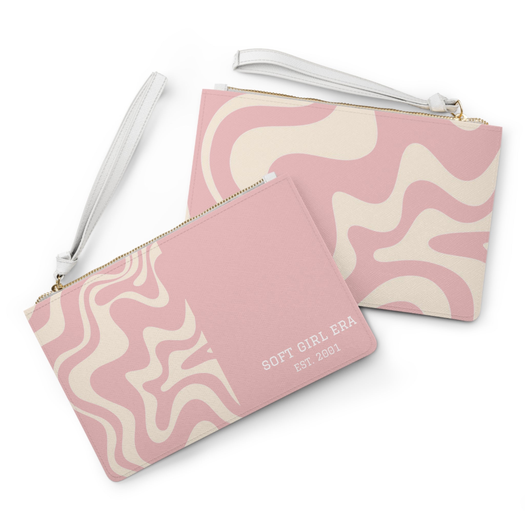 Soft Girl Era Clutch Bag — Pink Swirl Wristlet Purse