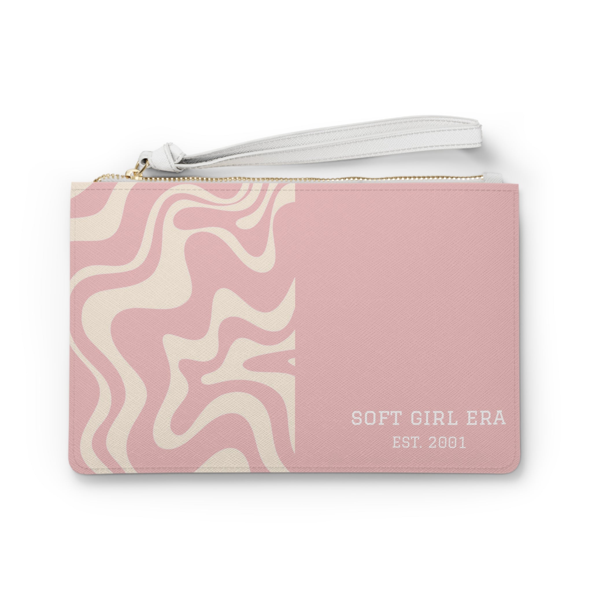 Soft Girl Era Clutch Bag — Pink Swirl Wristlet Purse
